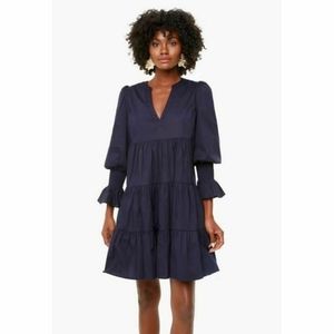 💙 Tuckernuck Pomander Place navy blue poplin tiered dress